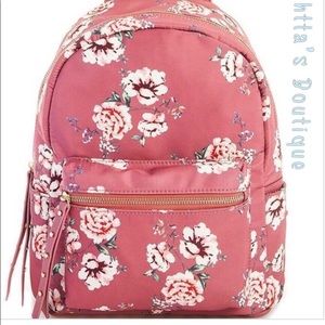 Pink floral backpack